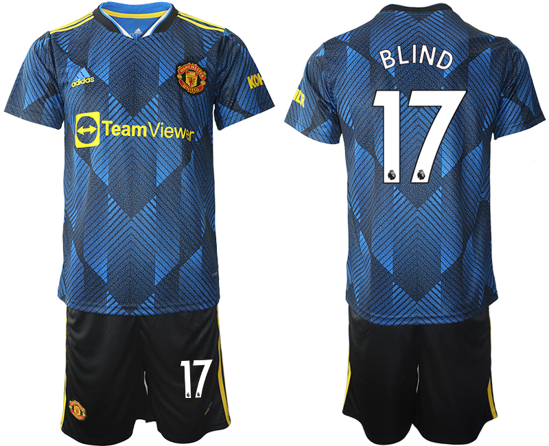 Men 2021-2022 Club Manchester United Second away blue #17 Soccer Jersey